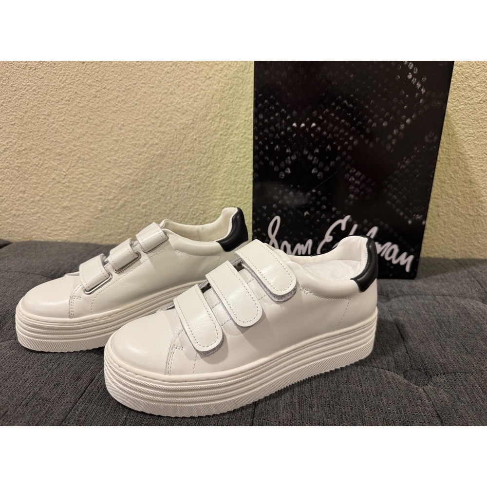 Sam Edelman Aubrie White Leather Triple Strap Platform Sneakers 6M H1752L1900